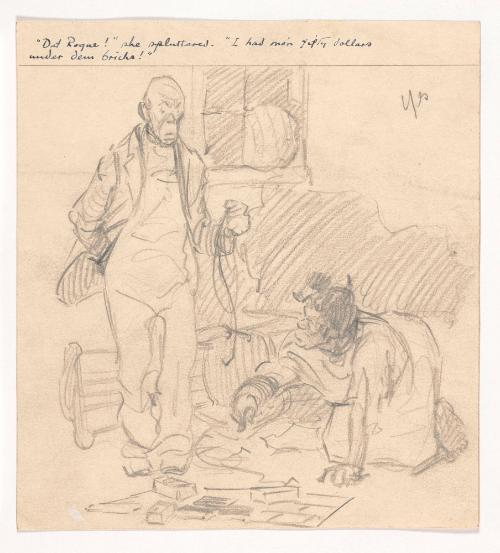 Preparatory Sketch for Illustration for "Money in the Sack" by Roark Bradford