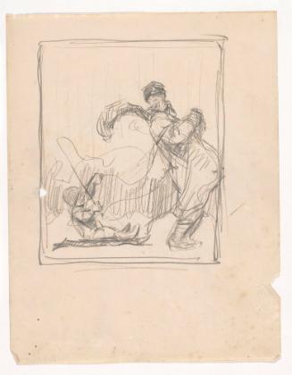 Sketch of Figure Pulling Child on Sled