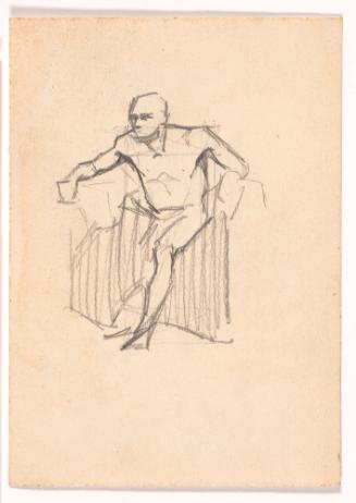 Study of Man, 3/4, Left, Leaning Forward from Sitting Position