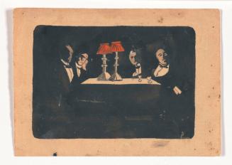 Childhood Drawing of Four Men Seated Around a Table