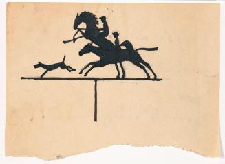 Weathervane, with Two Horseback Riders and Running Dog