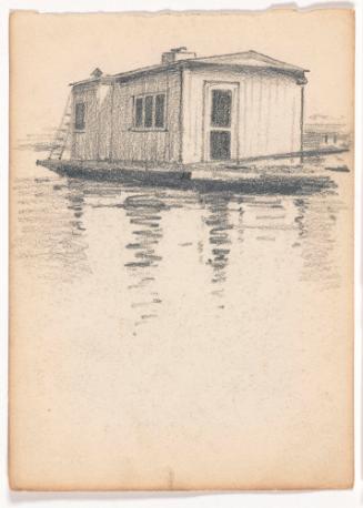 House Boat with Ladder at One End; Reflections in Water