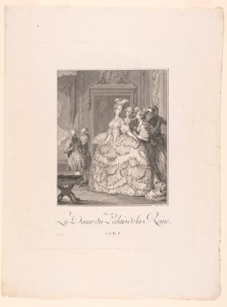Lady in Waiting to the Queen (La dame du palais de la reine) plate 24 from Le monument du costume, 2nd series