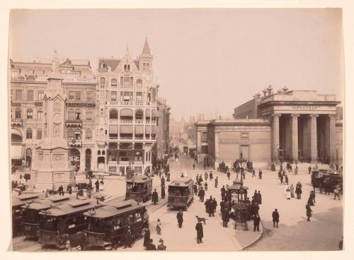 German City Scene with Trolleys