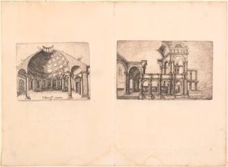 Two Plates Showing Ruins of Baths and a Palace at Rome