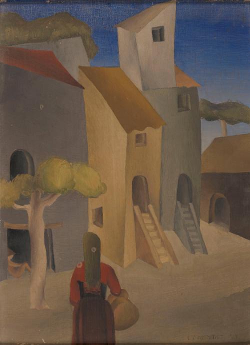 Woman and Houses