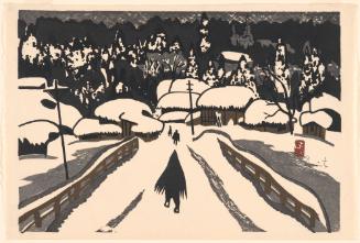 Landscape with Men Entering Village (Snow Country)
