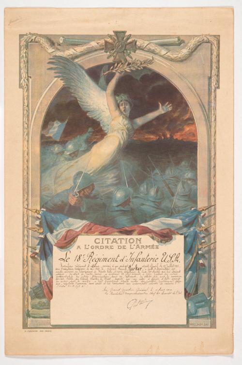 French Army Citation to American Colonel F. Parker (WWI)