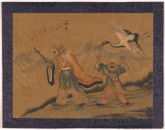 Untitled (Old Man, Boy, and Heron/crane?)
