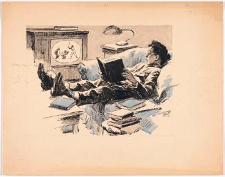 Seated Boy Holding Boy Watching Television