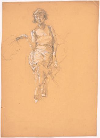 Seated Woman with Fan in Right Hand