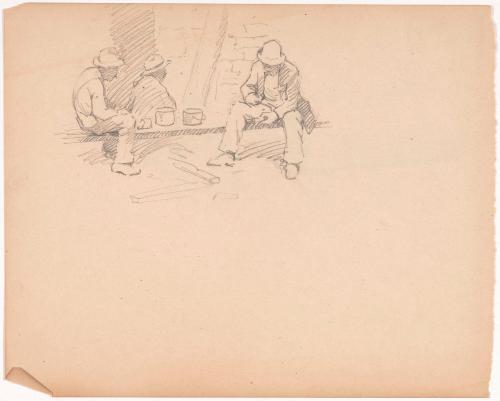 Study of 3 Seated Men; Reverse:  Morning Siesta by a Boiler