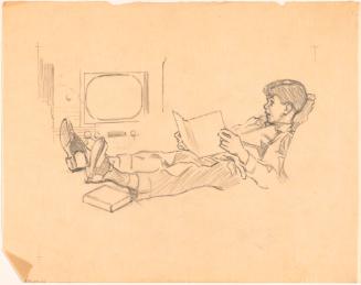 Seated Boy Watching Television