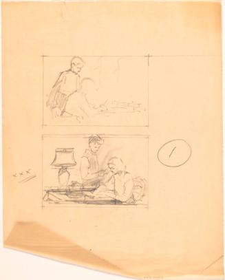 Two Studies of Boy and Woman, Both Looking Right