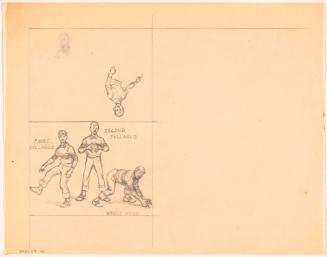 Two Studies of Boy Kicking, Holding Football, Hike Position