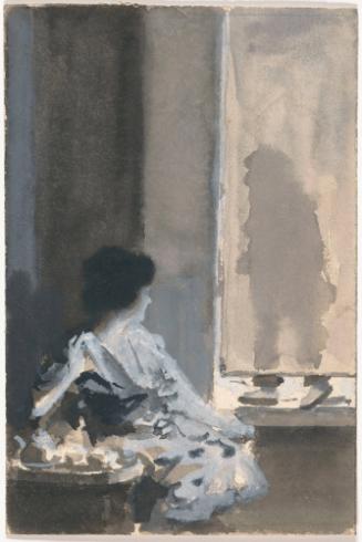 Seated Woman Facing Back Right, Feet of Figure at Right