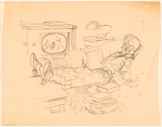 Seated Boy Holding Boy Watching Television