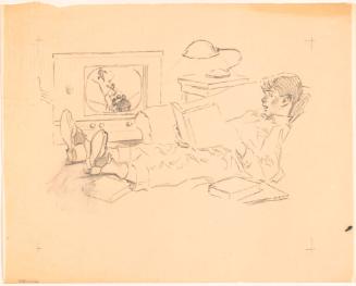 Seated Boy Watching Television