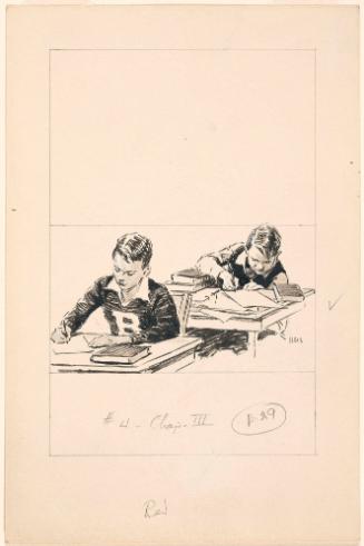 Two Boys Writing at Desks