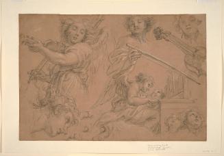 Music-Making Angels, verso: Studies of Hands and Drapery