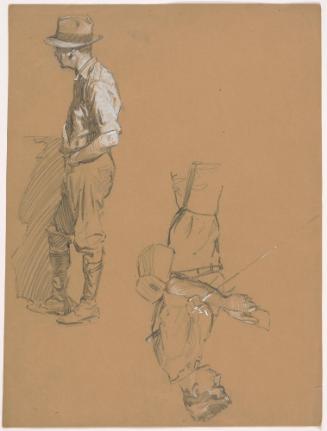 Man with Hand in Pockets, and Man with Fishing Pole