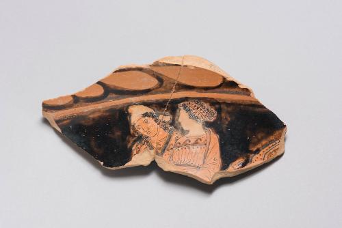 Fragment of Bell Krater with Heads of Paris and Helen