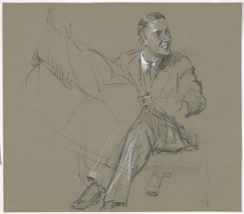 Seated Man, Reading Paper