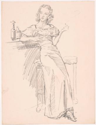 Woman with a Drink and a Cigarette