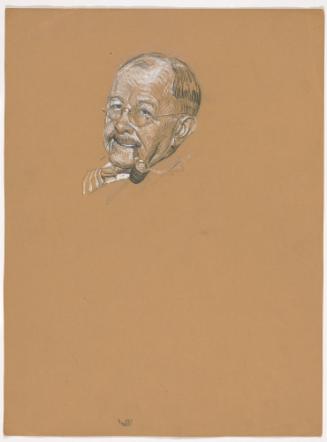 Sketch of Man's Head, Smoking Pipe