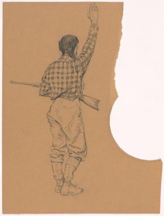 Standing Figure Holding a Rifle, with Arm Raised