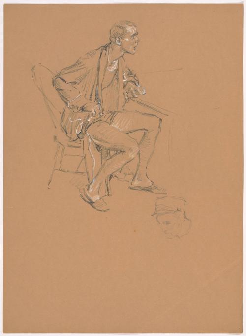 Seated Man, Leaning On table