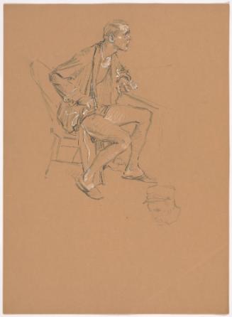 Seated Man, Leaning On table