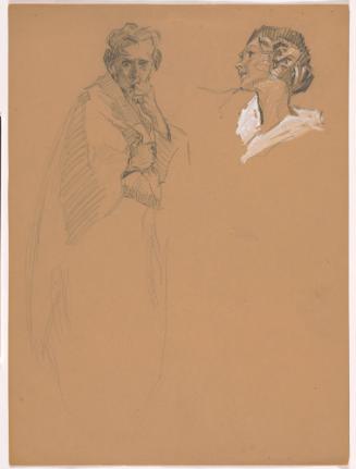 Woman with Hand to Mouth; Woman in Profile