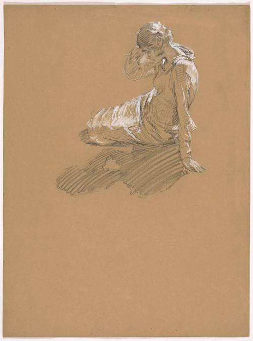 Seated Woman with Hand on Forehead