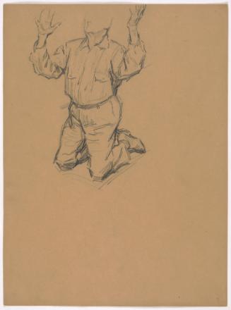 Kneeling Man with Arms Raised