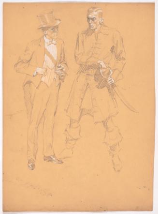 Two Men, One in Costume with Cigar