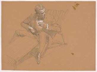 Seated Man, Facing Left, Turning Right, Holding Cigarette