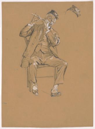 Seated Man Playing Flute