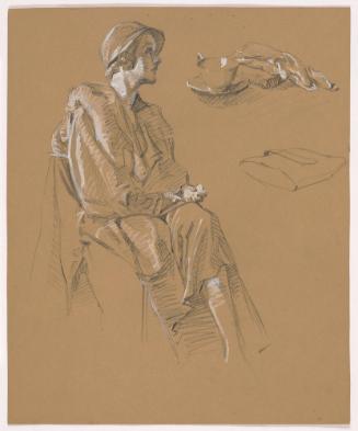 Seated Woman with Tea Cup and Gloves