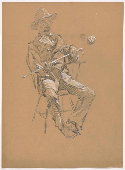 Seated Man Holding Cane