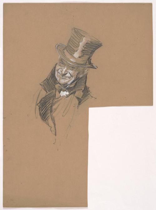 Head of Man in Top Hat, Facing Front-left