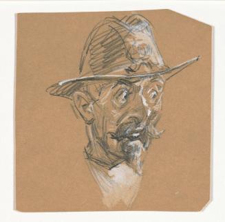 Study of Man's Head, Surprised, with Hat and Goatee