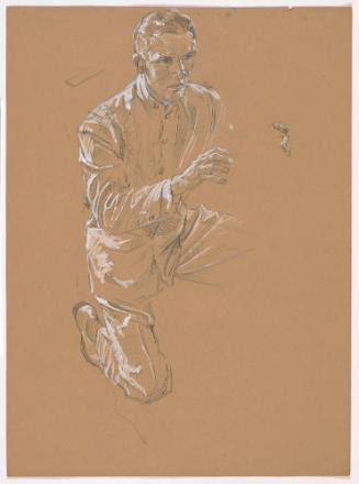 Kneeling Man, Facing Left with Right Arm Raised