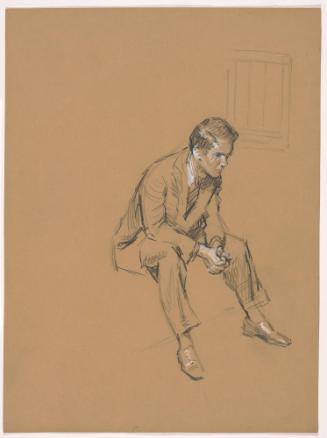 Seated Man with Clasped Hands Between Legs, Facing Right