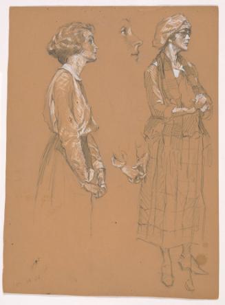Studies of Woman, Facing Right, Clasping Hands Together