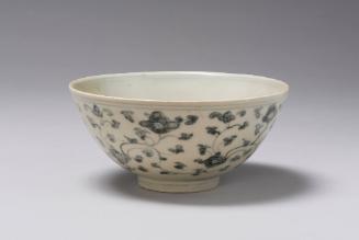 Small "Hand Press" Bowl with Scroll Floral Design on Exterior