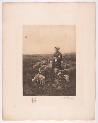 Untitled (Shepherdess with Flock in Field)
