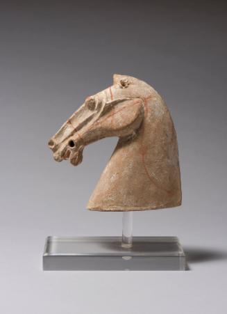 Painted Gray Pottery Horse Head