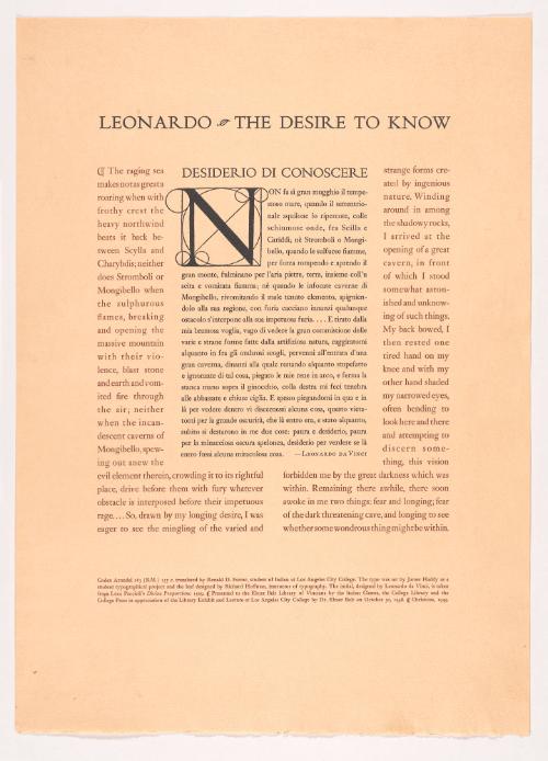 Leonardo, the Desire to Know