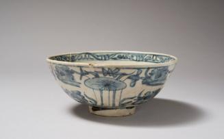 Bowl with Duck and Lotus Design on Exterior, Crane and Lotus on Interior